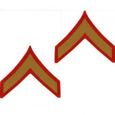 [Vanguard] Marine Corps Chevron: Private First Class - gold embroidered on red, male