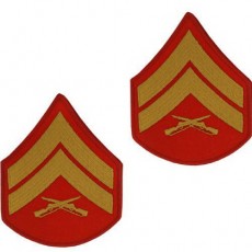 [Vanguard] Marine Corps Chevron: Corporal - gold embroidered on red, male