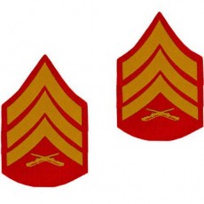 [Vanguard] Marine Corps Chevron: Sergeant - gold embroidered on red, male