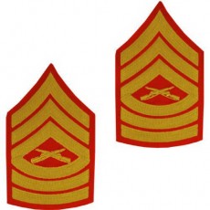 [Vanguard] Marine Corps Chevron: Master Sergeant - gold embroidered on red, male