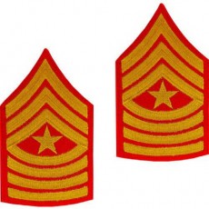 [Vanguard] Marine Corps Chevron: Sergeant Major - gold embroidered on red, male