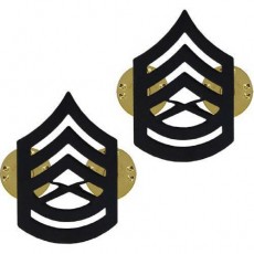 [Vanguard] Marine Corps Chevron: Gunnery Sergeant - black metal, solid brass