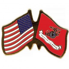 [Vanguard] Lapel Pin: Crossed Flags - United States and Marine Corps