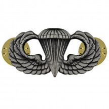 [Vanguard] Army Badge: Parachute - silver oxidized / 미육군 낙하산(공수) 무광 배지