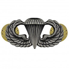 [Vanguard] Army Badge: Parachute - silver oxidized / 미육군 낙하산(공수) 무광 배지