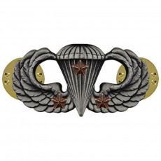 [Vanguard] Army Badge: Combat Parachute Third Award - silver oxidized / 미육군 낙하산(공수) 무광 배지