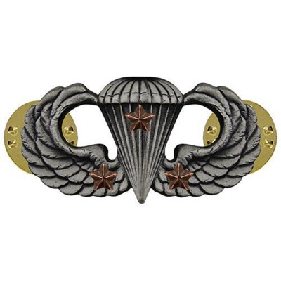 [Vanguard] Army Badge: Combat Parachute Third Award - silver oxidized / 미육군 낙하산(공수) 무광 배지