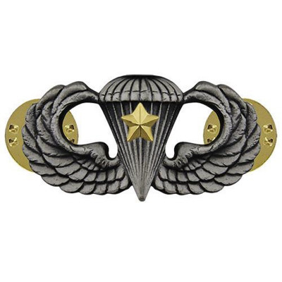 [Vanguard] Army Badge: Combat Parachute Fifth Award - silver oxidized / 미육군 낙하산(공수) 무광 배지