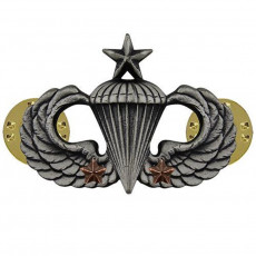 [Vanguard] Army Badge: Senior Combat Parachute Second Award - silver oxidized / 미육군 낙하산(공수) 무광 배지