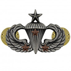 [Vanguard] Army Badge: Senior Combat Parachute Third Award - silver oxidized / 미육군 낙하산(공수) 무광 배지