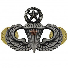 [Vanguard] Army Badge: Master Combat Parachute First Award - silver oxidized / 미육군 낙하산(공수) 무광 배지
