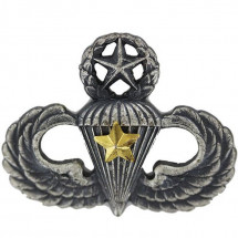 [Vanguard] Army Badge: Master Combat Parachute Fifth Award - silver oxidized / 미육군 낙하산(공수) 무광 배지
