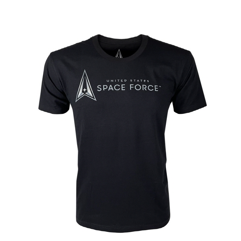 [Vanguard] Space Force Leisure T-Shirt: Black with Space Force Logo / [밴가드] 미 우주군 레저 티셔츠
