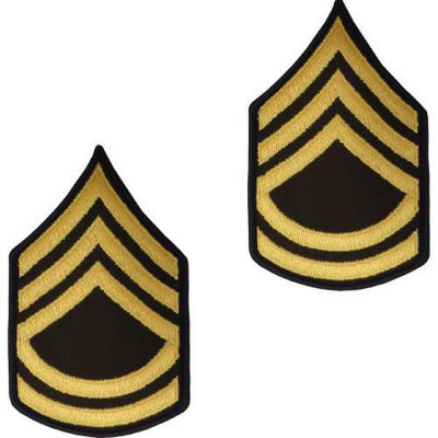 [Vanguard] Army Chevron: Sergeant First Class - gold embroidered on green, male