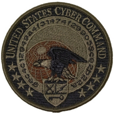 [Vanguard] Navy Embroidered Badge: Cyber Command - Woodland Digital