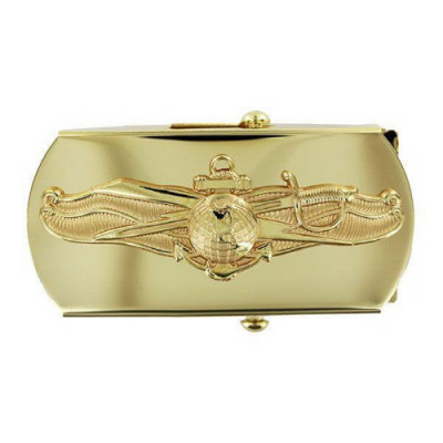 [Vanguard] Navy Belt Buckle: Officer Information Dominance - gold buckle with gold emblem