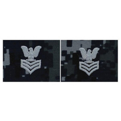 [Vanguard] Navy Embroidered Collar Device: E6 First Class - Type I Blue Digital