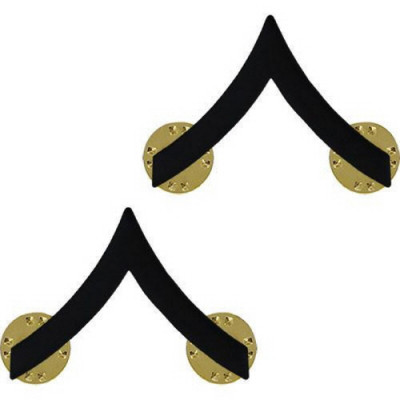 [Vanguard] Marine Corps Chevron: Private First Class - black metal, solid brass